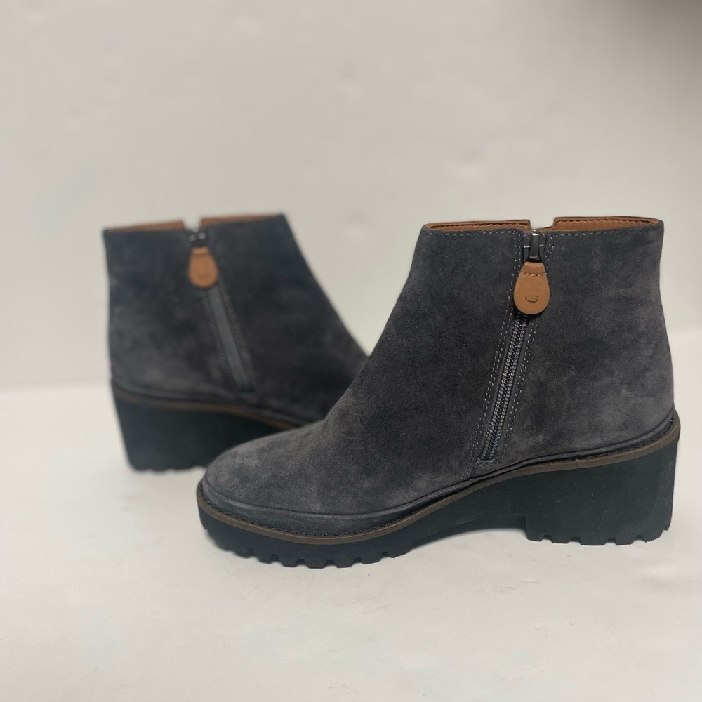 Gentle Souls by Kenneth Cole Leather Mona Charcoal Wedge Bootie Women's‎ 6.5 - Picture 5 of 12